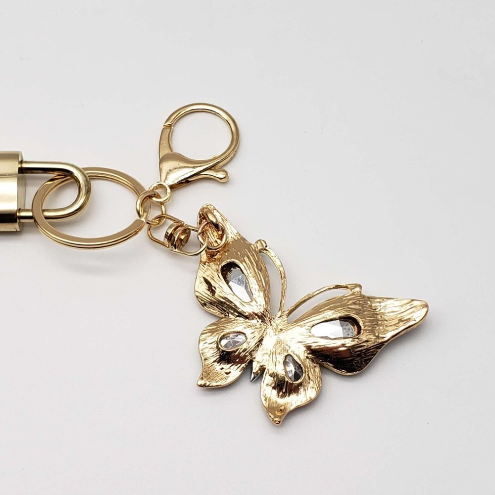 LV Gold Padlock 🔑 Authentic Louis Vuitton Charm + Unbranded Butterfly Keychain - Picture 5 of 9